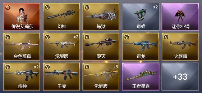 穿越火线（CF）1传说角色 1王者武器 48V武器 2V角色 6皮肤 可排位 新锐