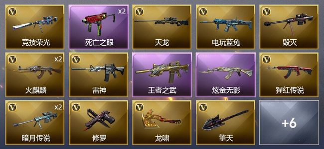 穿越火线（CF）1王者武器 1炫金武器 15V武器 11皮肤 可排位 新锐