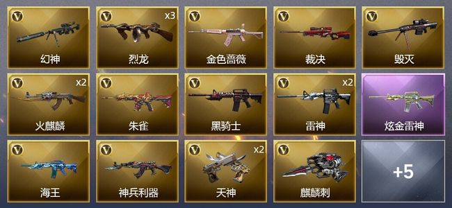 穿越火线（CF）1炫金武器 20V武器 9皮肤 可排位 枪王