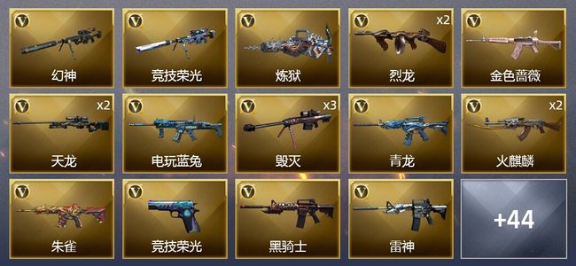穿越火线（CF）6王者武器 2炫金武器 51V武器 1V角色 26皮肤 可排位 新锐
