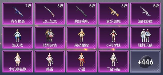 和平精英5升级枪 12粉装 6尾迹 260枪皮 194套装 83620热力 17印记 星钻