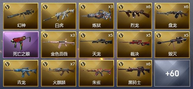 穿越火线（CF）6王者武器 4炫金武器 113V武器 2V角色 20皮肤 可排位