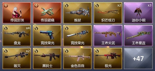 穿越火线（CF）1传说角色 1传说武器 2王者武器 66V武器 3V角色 16皮肤 可排位 新锐