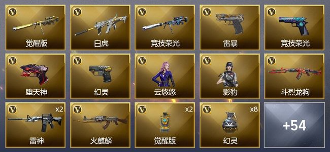 穿越火线（CF）3王者武器 1炫金武器 99V武器 2V角色 11皮肤 可排位 枪王
