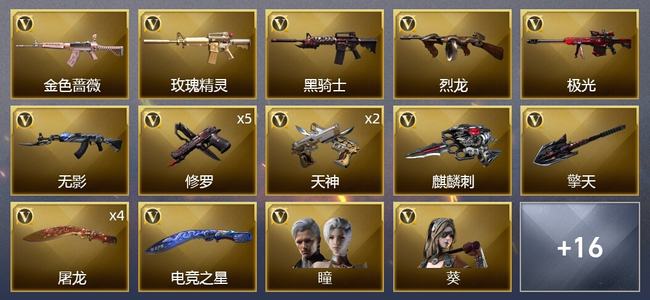 穿越火线（CF）1王者武器 29V武器 2V角色 11皮肤 可排位
