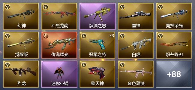 穿越火线（CF）1传说武器 5王者武器 2炫金武器 99V武器 8V角色 45皮肤 可排位