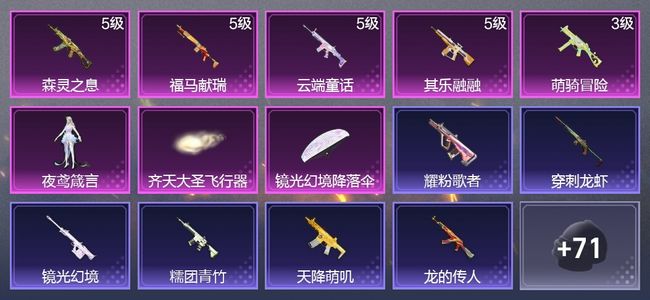 和平精英5升级枪 1粉装 1尾迹 50枪皮 37套装 12880热力 2印记 星钻