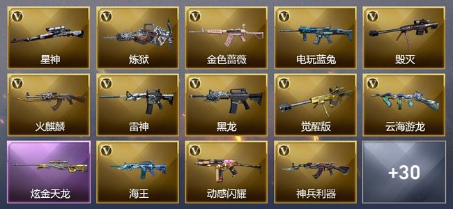 穿越火线（CF）1炫金武器 41V武器 10皮肤 可排位 枪王