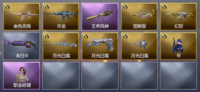 穿越火线（CF）1王者武器 7V武器 1V角色 1皮肤 可排位