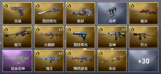 穿越火线（CF）1炫金武器 44V武器 2V角色 11皮肤 可排位 新锐