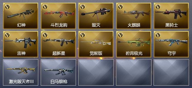 穿越火线（CF）0传说角色 0传说武器 1王者武器 0炫金武器 10V武器 9V角色 3皮肤 可排位 无