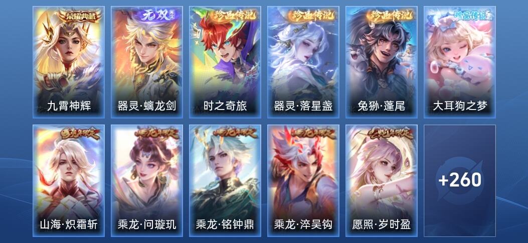 王者荣耀V8 1典藏 1无双 23传说 78史诗 271皮肤 尊贵铂金II