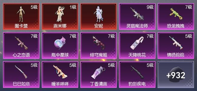 和平精英8载具 29升级枪 52粉装 30尾迹 470枪皮 389套装 20,1868热力 24印记 星钻