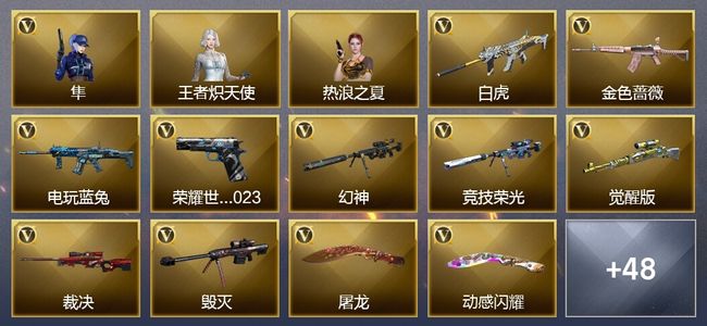 穿越火线（CF）1王者武器 67V武器 1V角色 16皮肤 可排位