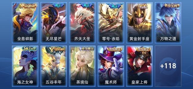 王者荣耀1典藏 4传说 25史诗 129皮肤 最强王者