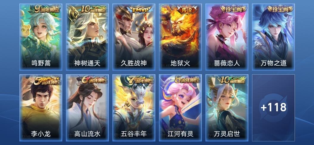 王者荣耀4传说 36史诗 129皮肤 至尊星耀IV