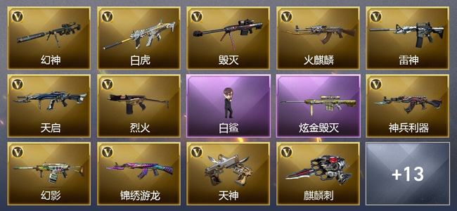 穿越火线（CF）1炫金武器 19V武器 11皮肤 可排位 传奇