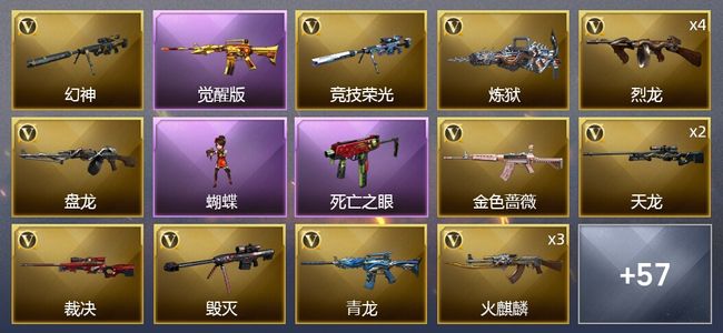 穿越火线（CF）2王者武器 6炫金武器 74V武器 2V角色 23皮肤 可排位 新锐