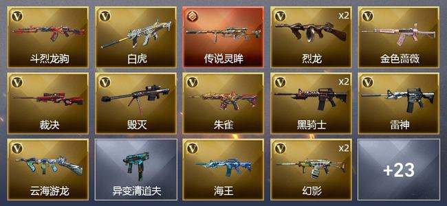 穿越火线（CF）1传说武器 1王者武器 30V武器 2V角色 8皮肤 可排位 枪王