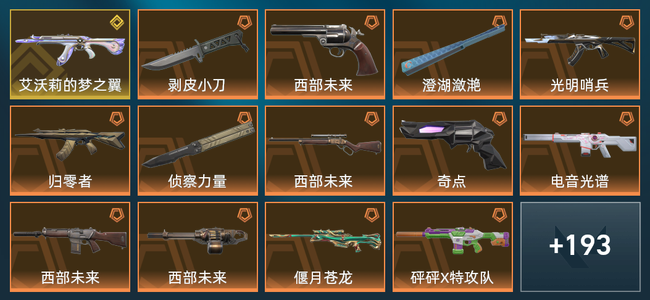无畏契约1金皮 58橙皮 13紫皮 207皮肤 125100皮肤总价值 2285已用源晶 钻石