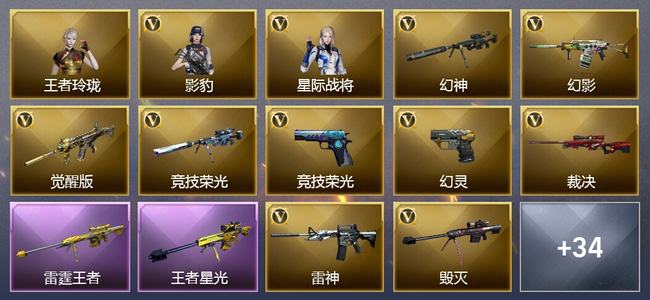 穿越火线（CF）5王者武器 49V武器 2V角色 13皮肤 可排位 枪王