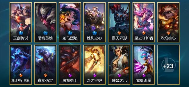 英雄联盟（LOL）5臻彩 4限定 5传说 36皮肤 20炫彩 173英雄 大师
