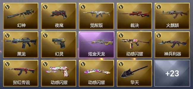 穿越火线（CF）1炫金武器 24V武器 2V角色 7皮肤 可排位 枪王
