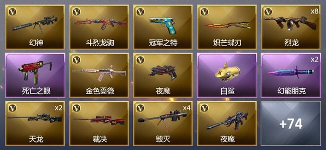 穿越火线（CF）8王者武器 5炫金武器 110V武器 3V角色 36皮肤 可排位 新锐