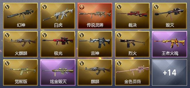 穿越火线（CF）1传说武器 1王者武器 1炫金武器 23V武器 1V角色 8皮肤 可排位 枪王