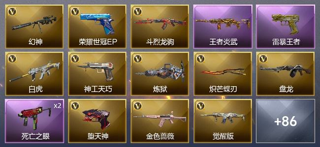 穿越火线（CF）8王者武器 4炫金武器 80V武器 9V角色 50皮肤 可排位 专家