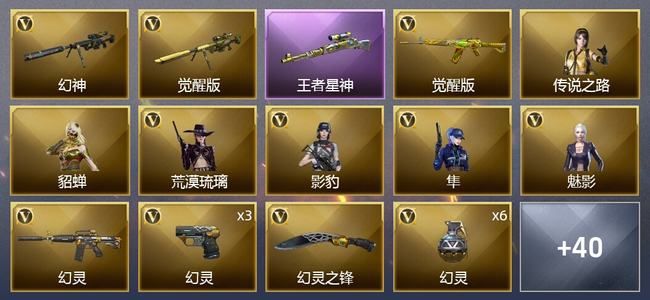 穿越火线（CF）1王者武器 1炫金武器 49V武器 6V角色 13皮肤 可排位 枪王