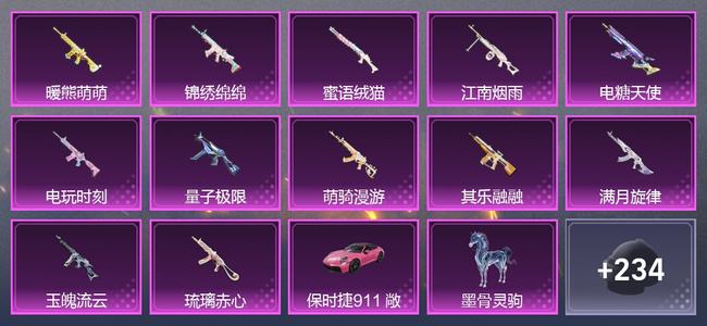 和平精英2载具 12升级枪 12粉装 4尾迹 135套装 67792热力 9印记