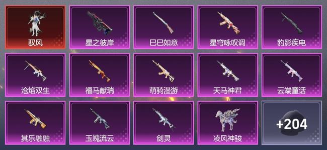 和平精英2载具 12升级枪 9粉装 8尾迹 147套装 66902热力 9印记