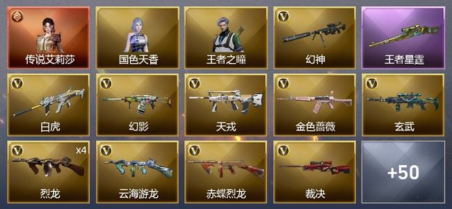 穿越火线（CF）1传说角色 4王者武器 55V武器 7V角色 36皮肤 可排位 宗师
