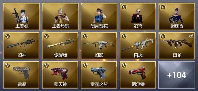 穿越火线（CF）9王者武器 4炫金武器 132V武器 11V角色 40皮肤 可排位 枪王
