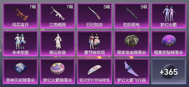 和平精英4升级枪 4粉装 1尾迹 221枪皮 166套装 6,6250热力 11印记 黄金