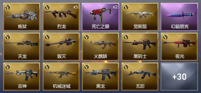 穿越火线（CF）2炫金武器 43V武器 2V角色 18皮肤 可排位 新锐
