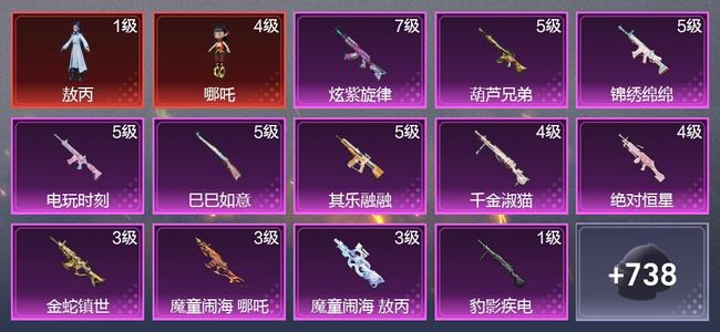 和平精英4载具 12升级枪 33粉装 18尾迹 391枪皮 317套装 15,3790热力 20印记 星钻