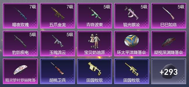 和平精英【苹果版】7升级枪 1粉装 190枪皮 135套装 5,4271热力 14印记 超级王牌
