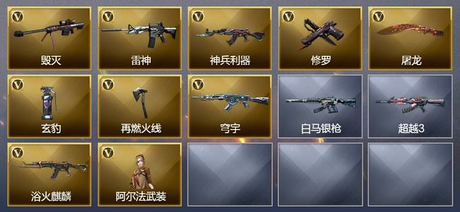 穿越火线（CF）8V武器 1V角色 5皮肤 可排位 新锐