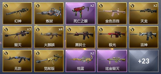 穿越火线（CF）1王者武器 1炫金武器 36V武器 2V角色 12皮肤 可排位 新锐