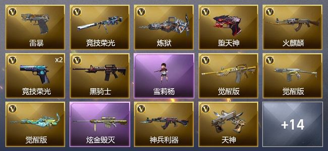 穿越火线（CF）1炫金武器 42V武器 1V角色 6皮肤 可排位 专家