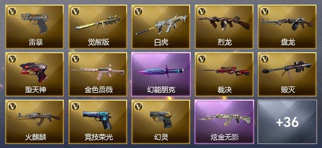 穿越火线（CF）3王者武器 1炫金武器 36V武器 7V角色 12皮肤 可排位 枪王