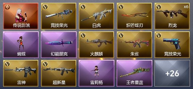 穿越火线（CF）1传说角色 2王者武器 1炫金武器 63V武器 2V角色 4皮肤 可排位 专家
