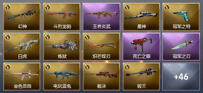 穿越火线（CF）2王者武器 1炫金武器 47V武器 5V角色 26皮肤 可排位