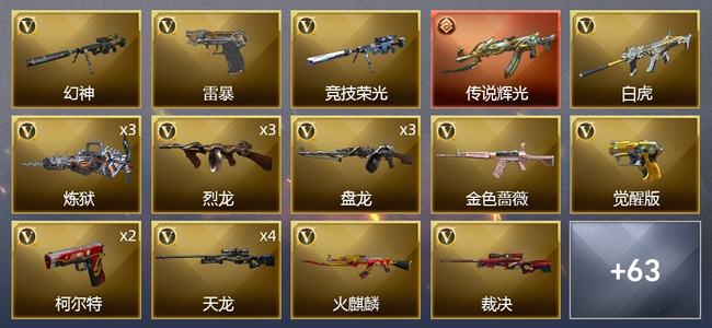 穿越火线（CF）1传说武器 2王者武器 1炫金武器 117V武器 4V角色 40皮肤 可排位 枪王