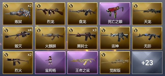 穿越火线（CF）2王者武器 3炫金武器 69V武器 3V角色 10皮肤 不可排位 新锐