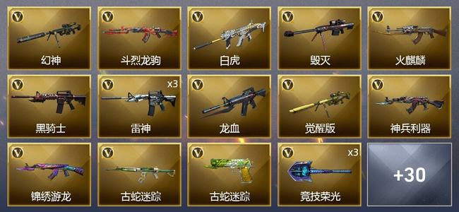 穿越火线（CF）1王者武器 46V武器 2V角色 9皮肤 可排位