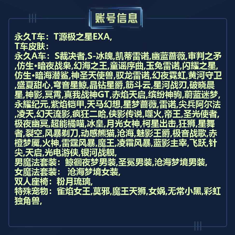 QQ飞车手游【84级】T源极之星EXA/S裁决者