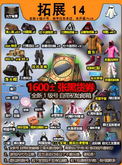 绝地求生（PUBG）悲喜套1800黑货劵皮肤武器